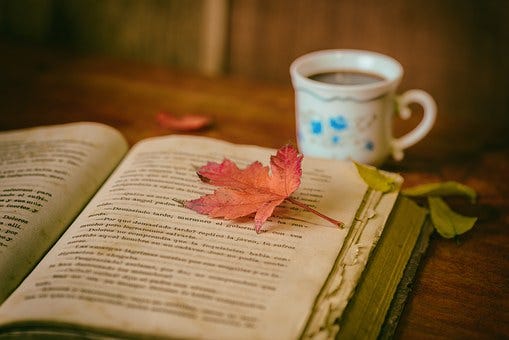 Open book on leadership on desk — concept of leadership and growth
